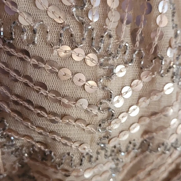 Chicos Khaki Sequin Embellished Lace Vest Cottagecore Women's Size 2 - Picture 8 of 9